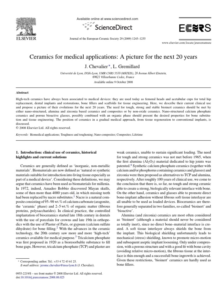 Ceramics For Medical Applications A Picture For The Next 20 Years | PDF ...