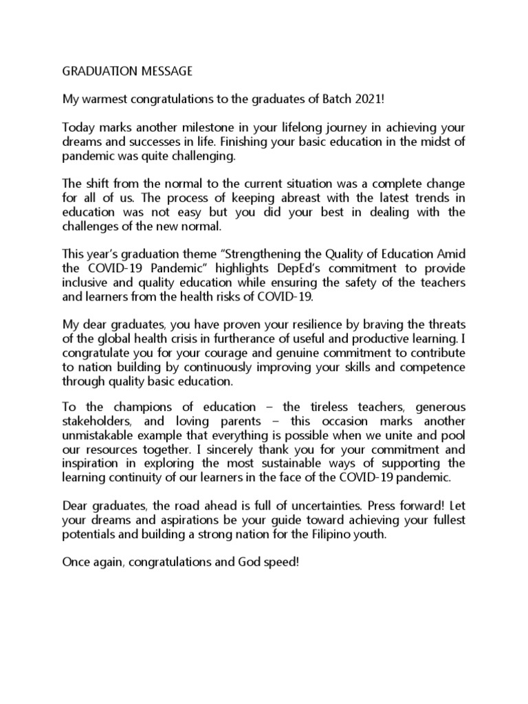 Graduation Message | PDF