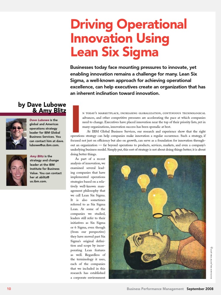 Driving Operational USING LEAN SIX SIGMA | PDF | Six Sigma | Innovation