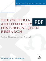 Stanley E. Porter - Criteria For Authenticity in Historical-Jesus Research - Previous Discussion and New Proposals
