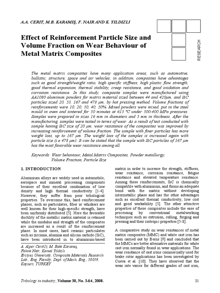 Wear Behavior of Metal Matrix Composites | PDF | Composite Material | Wear