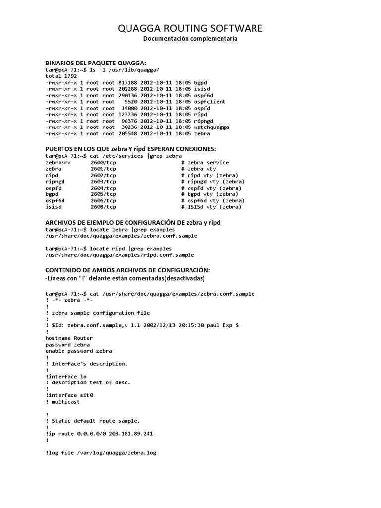 Guía de Configuración de Quagga Routing | PDF | Gestión de tecnología ...