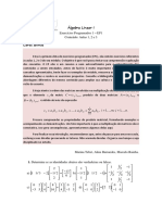 Álgebra Linear I - Exercícios Programados 1