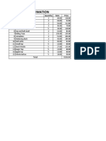 Estimation: SL - No Items Quantity Rate Price