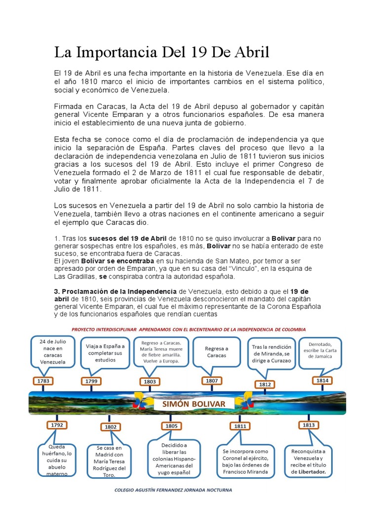 La Importancia Del 19 de Abril GHC Diosis | PDF