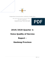 2019/2020 Quarter 1: Voice Quality of Service Report - Gauteng Province