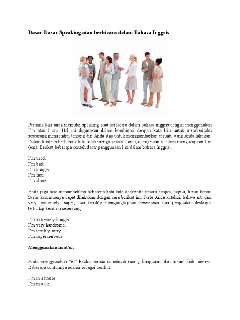 Panduan Dasar Speaking Bahasa Inggris | PDF | Seni & Disiplin Bahasa ...