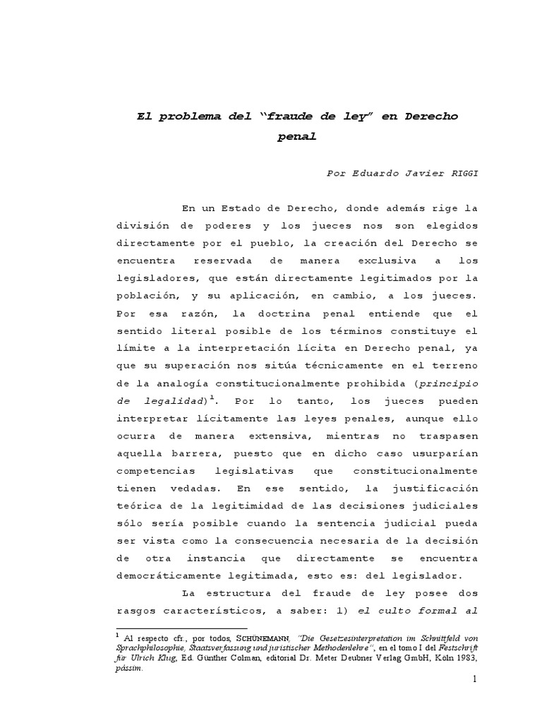 Fraude de ley en Derecho Penal | PDF | Derecho penal | Analogía