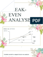 Break-Even Analysis: To Be Presented By: Pebres, Angiely P. BSHM 2-2