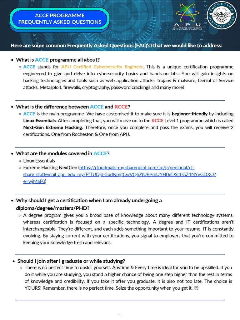 ACCE Programme FAQ Guide | PDF | Career & Growth