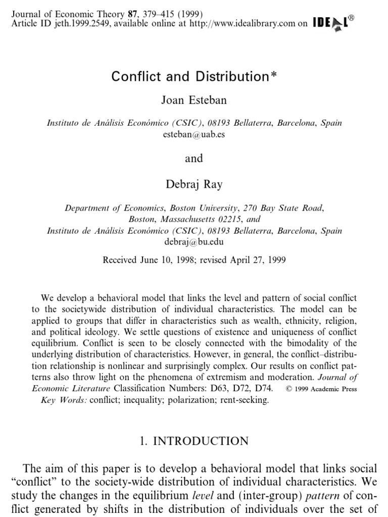 Conflict and Distribution | PDF | Utility | Social Group