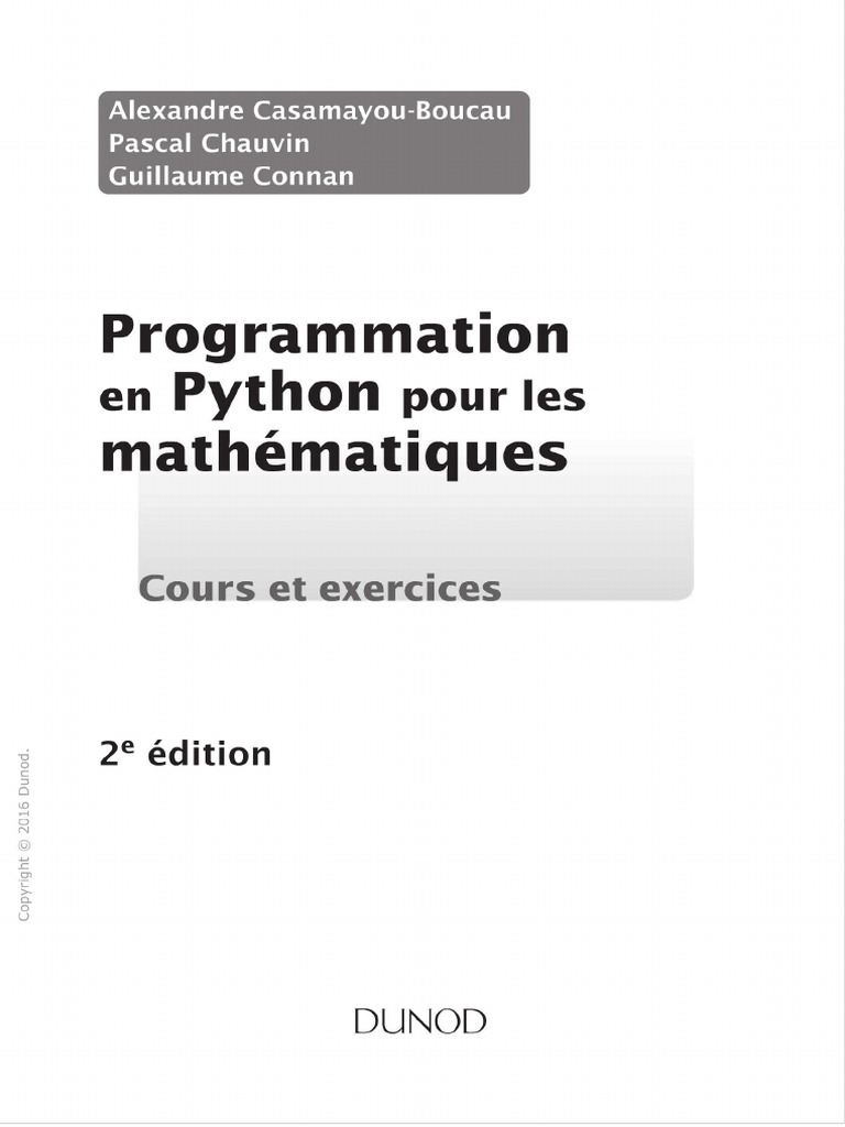 Casamayou - Programmation en Python Pour Les Mathématiques (Dunod, 2016 ...