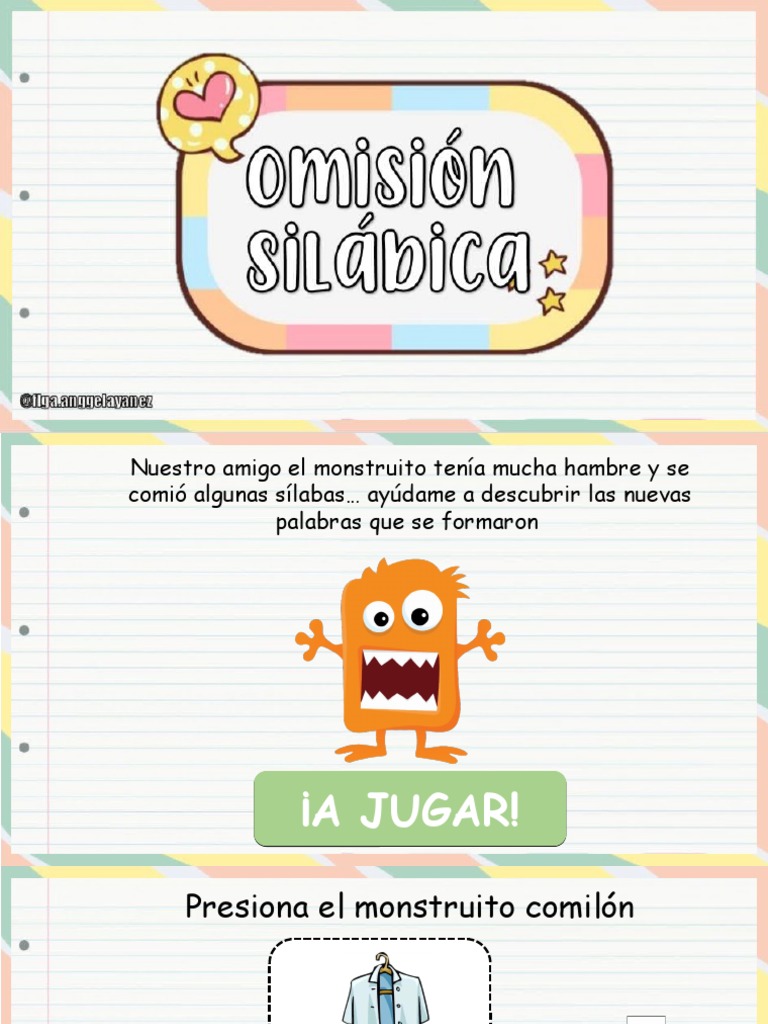 Juego de omisión silábica | PDF | Artes del Lenguaje y Comunicación