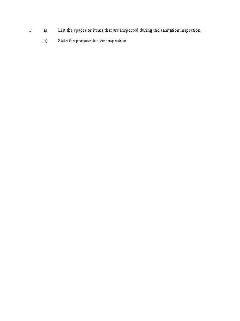 Sanitation & Fumigation - Inspection | PDF