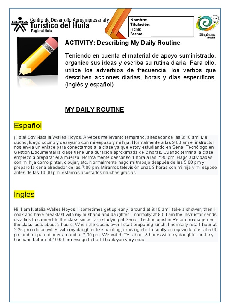 Describing My Daily Routine | PDF