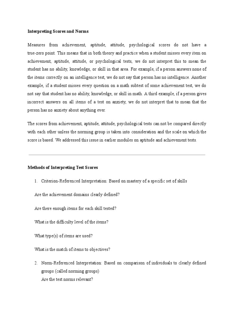 Understanding Test Score Interpretation | PDF | Psychological Testing ...