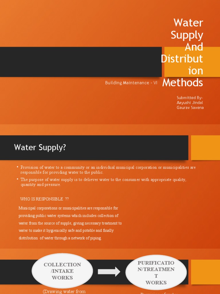 A Comprehensive Overview of Water Supply and Distribution Systems Collection, Treatment