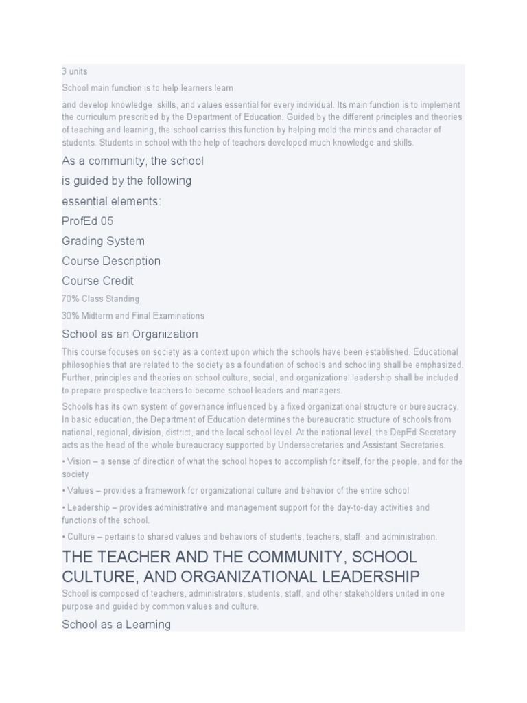School as a Community and Learning Organization | PDF | Career & Growth