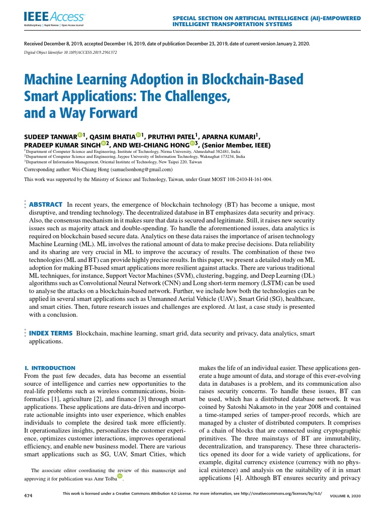 Machine Learning in Blockchain Applications | PDF | Machine Learning ...