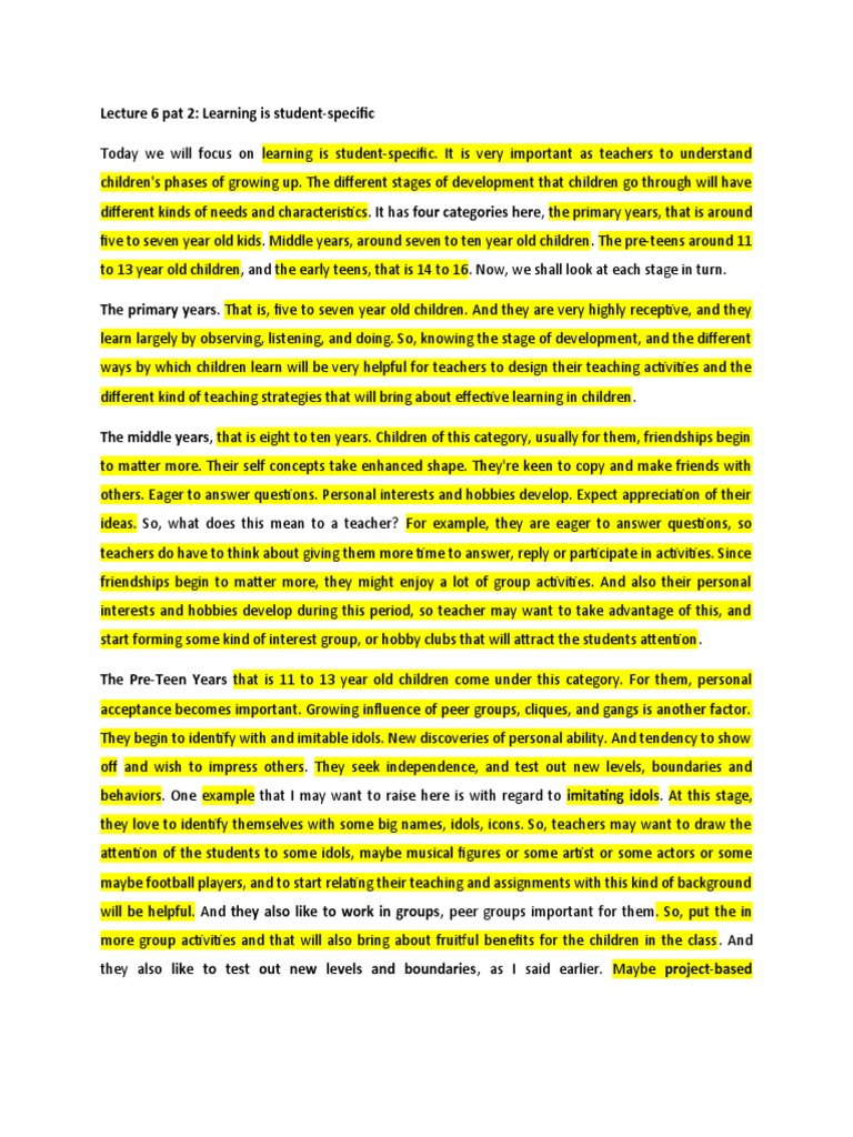 Lecture 6 Pat 2 | PDF | Learning Styles | Teachers