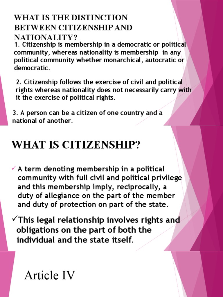 Citizenship Vs Nationality PDF