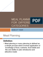 Meal Planning For Different Categories: Bced 3 Year