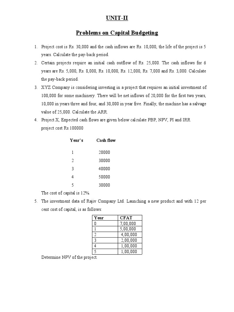 Capital Budgeting Problem Solutions | PDF | Net Present Value | Capital ...