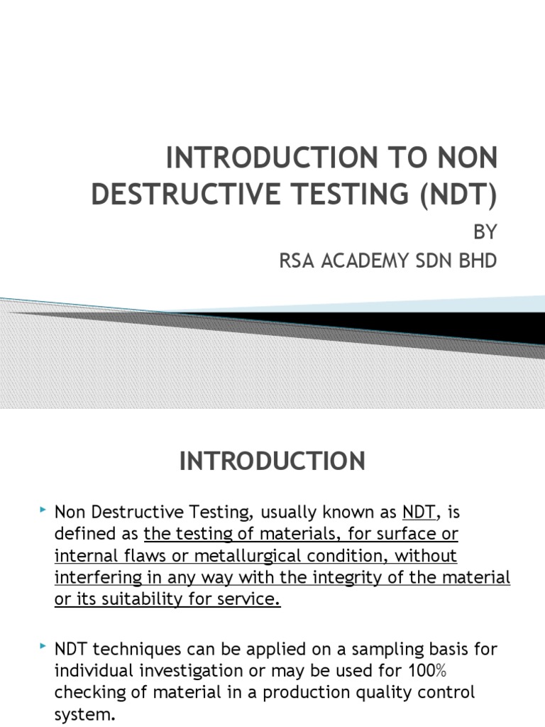 Overview of Non-Destructive Testing (NDT) | PDF | Nondestructive ...