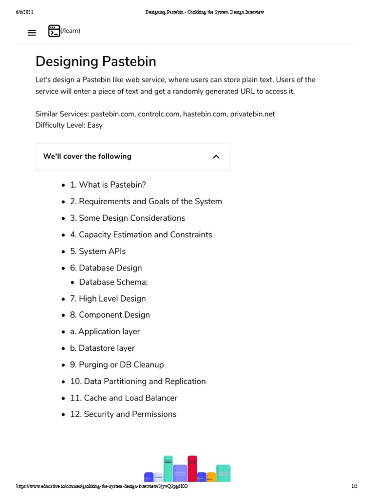 Designing Pastebin Grokking The System Design Interview PDF