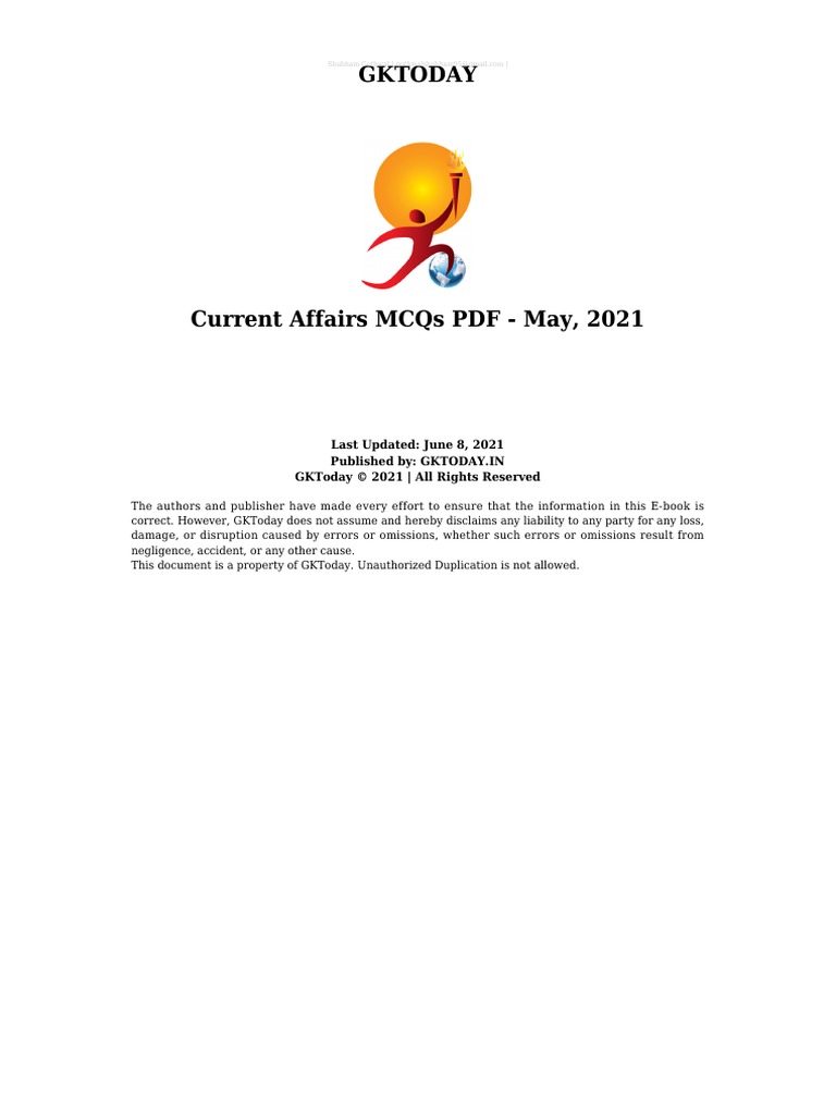 Current Affairs MCQs PDF May 2021 | PDF | Reserve Bank Of India | Taxes