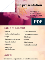 Journal Club Presentation: Presented By: Priyanka Gurav 1 Year, 2 Sem, M.sc. (N), M.T.I.N., Changa