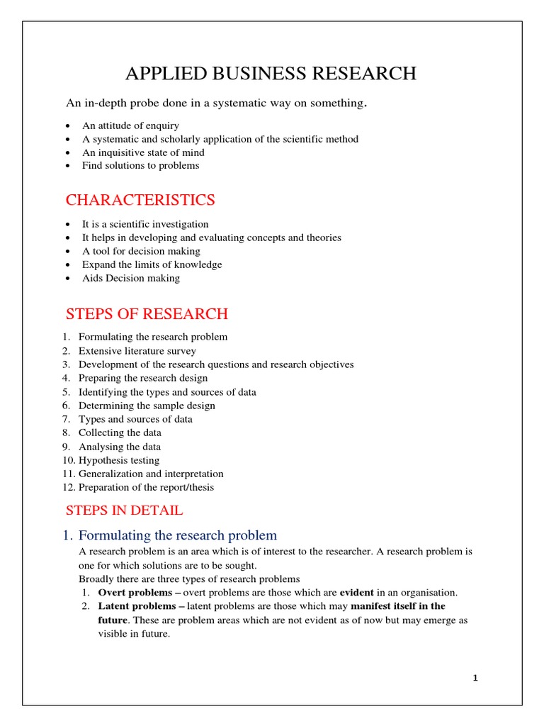 A Systematic Approach to Business Research: Understanding the Process ...