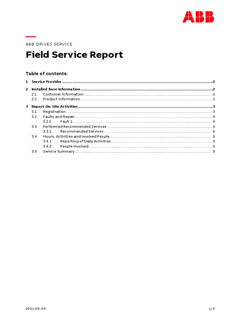 ABB Drives Field Service Report 2021 | PDF | Computing | Business