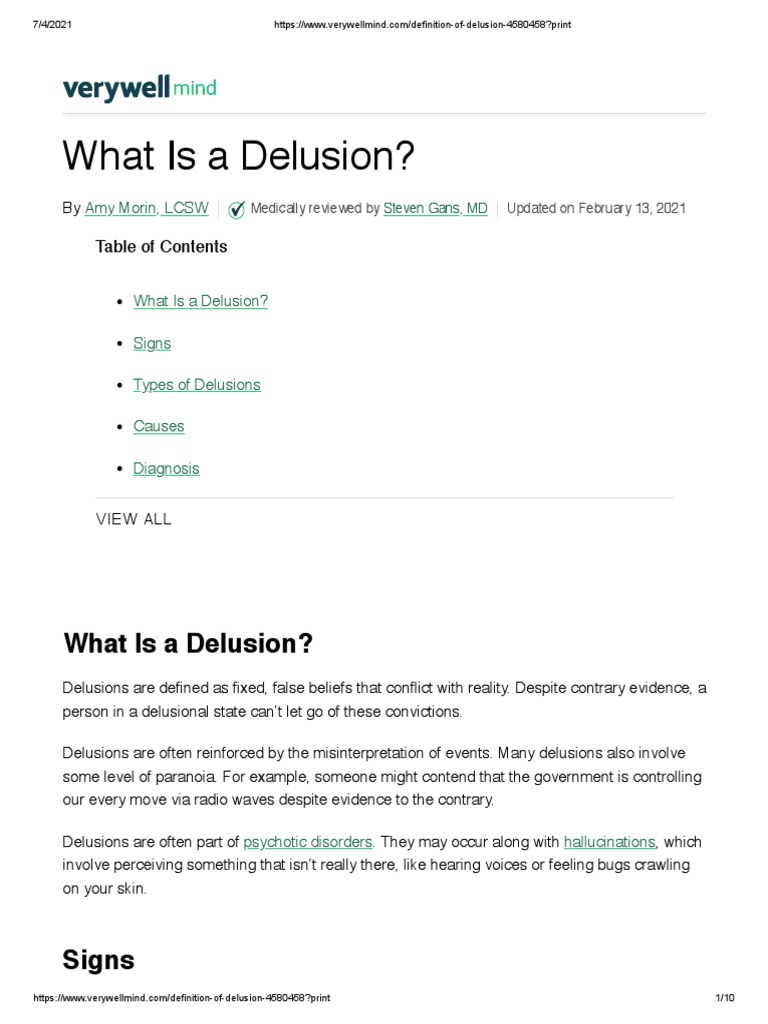 What Is A Delusion? | PDF | Delusion | Mental Disorder
