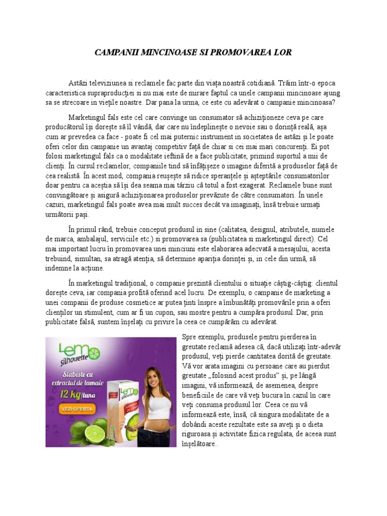 Campanii Mincinoase Si Promovarea Lor | PDF