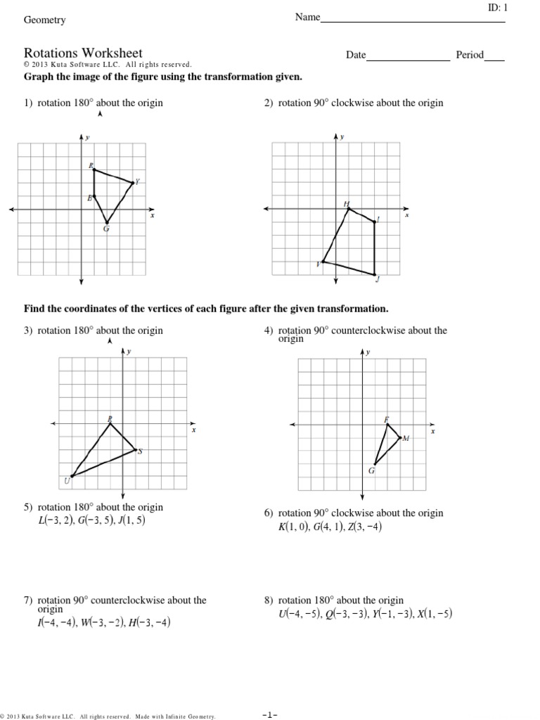 Geometry Rotations Worksheet With Reflections 1 | PDF | Classical Geometry  | Space