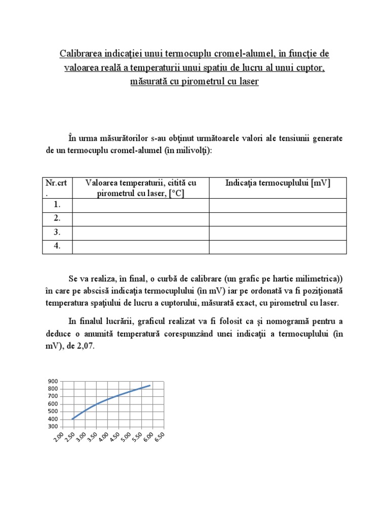 Calibrarea Indicaţiei Unui Termocuplu (De Printat) | PDF