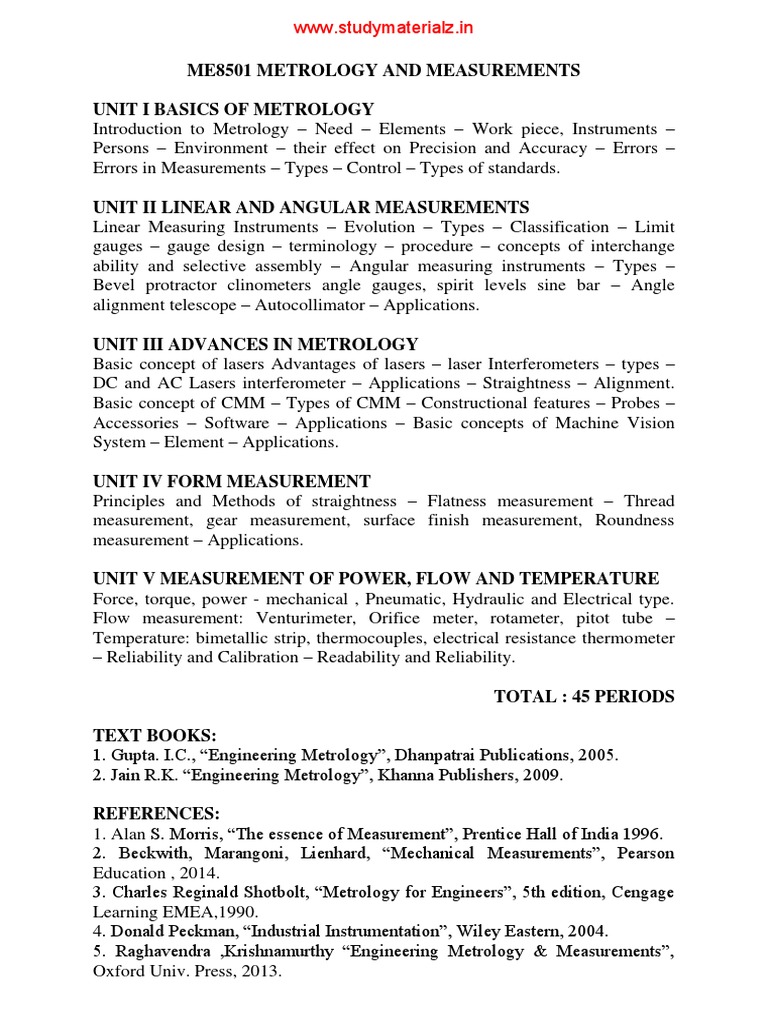 Metrology and Measurements Guide | PDF | International System Of Units ...