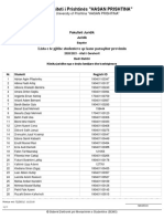 Universiteti I Prishtinës "HASAN PRISHTINA": Lista e Te Gjithe Studenteve Qe Kane Paraqitur Provimin