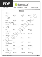 Neet Weekend Test: Physics