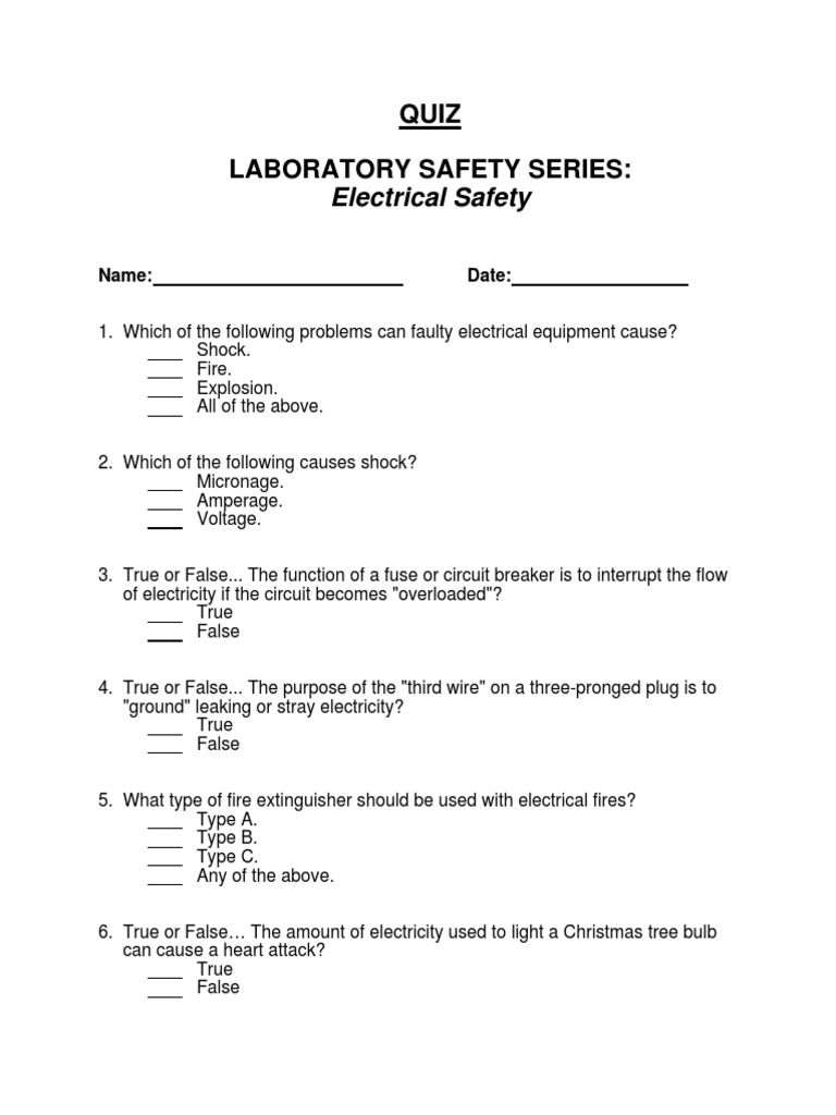 Quiz Laboratory Safety Series PDF