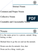 Concrete and Abstract Nouns Common and Proper Nouns Collective Nouns Countable and Uncountable Nouns