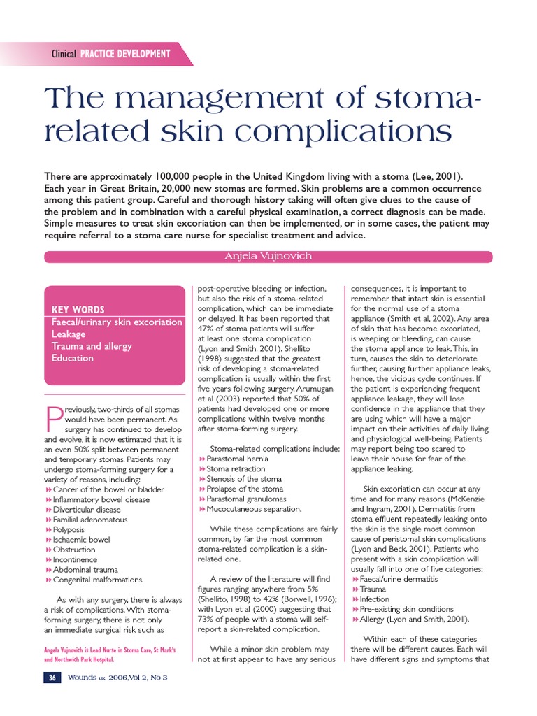 The Management of Stoma Related Skin Complications 1 PDF Surgery