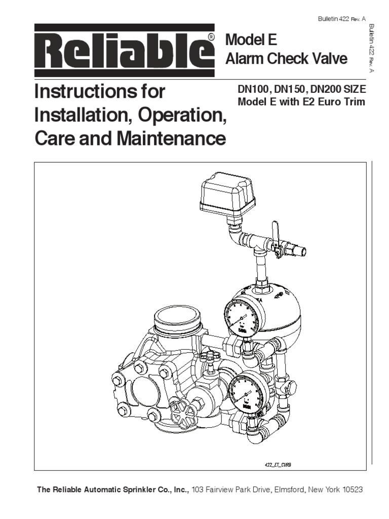 Model E Alarm Check Valve Guide | PDF | Fire Sprinkler System | Valve