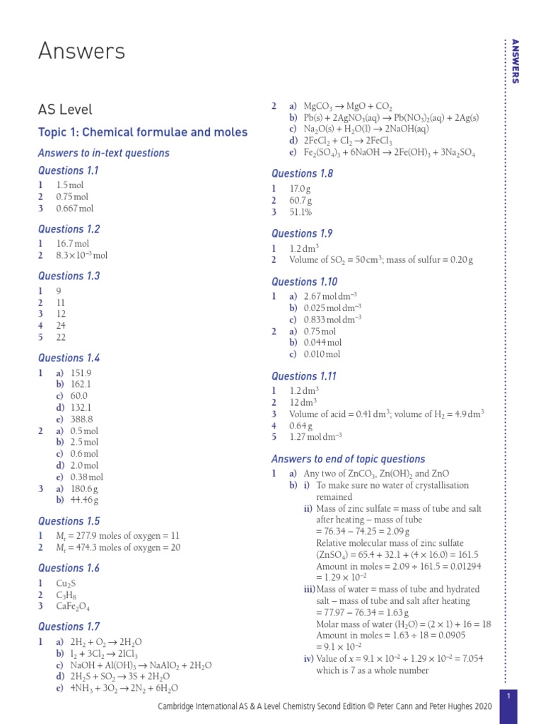 Cambridge International As A Level Chemistry Student Book Answers Ionic Bonding Chemical Bond