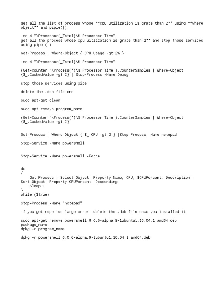 Stop High CPU Usage Processes in PowerShell | PDF | Teaching Methods ...