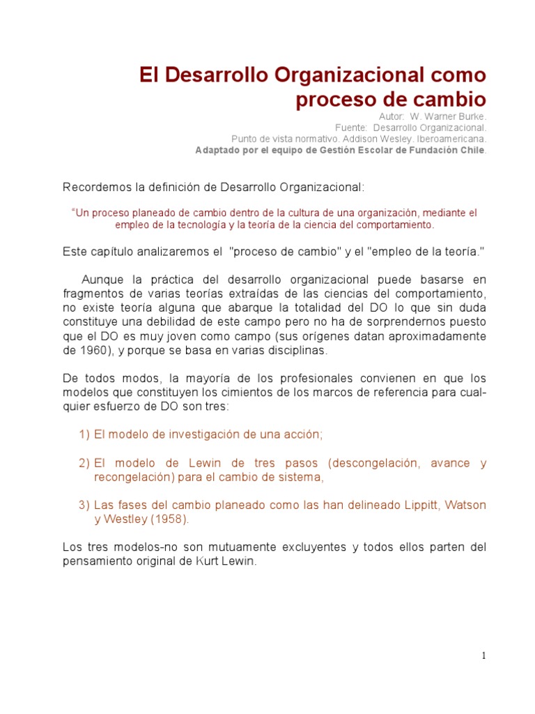 Fases del Cambio Organizacional | PDF | Desarrollo organizacional ...