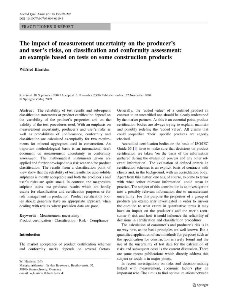 Measurement Uncertainty in Product Certification | PDF | Uncertainty ...
