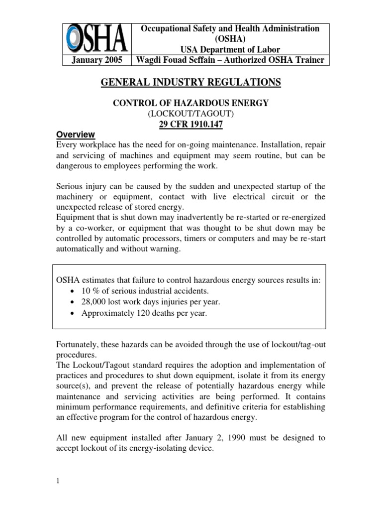 Lockout/Tagout Safety Procedures Guide | PDF | Occupational Safety And ...