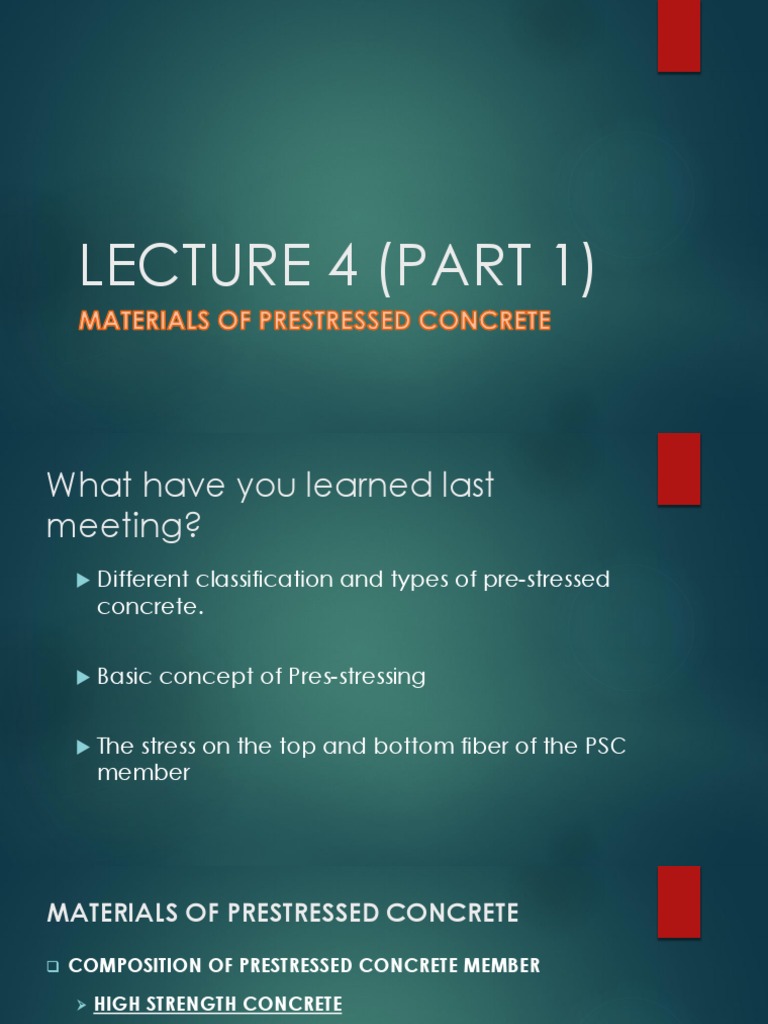 Materials in Prestressed Concrete | PDF | Prestressed Concrete ...